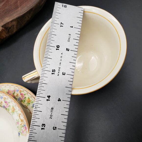 Vintage Edwin Knowles Hostess Cup, Berry Bowl & Bread Plate Trio – Floral Scroll - Picture 4 of 12